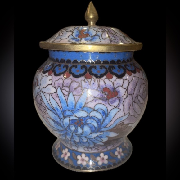 Vintage Cloisonné Trinket box & Ginger Jar Enameled brass, Handmade Chinese Art - Picture 10 of 10